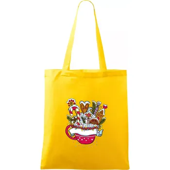 Vánoční Punč - hrneček (Pecka design) - Taška bavlněná - 42 x 38 cm ( Žlutá )