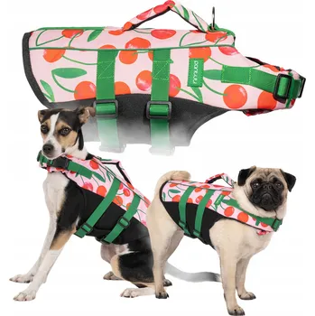 Obleček pro psa Záchranná vesta pro psy do vody s motivem třešní CHERRY PUP S, kapok