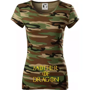 Dámské tričko Mother of Dragon - Zlatá - Dámské maskáčové triko - XS ( Hnědý maskáč )