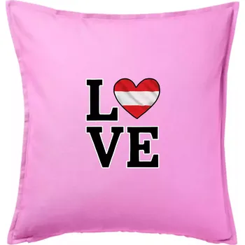 Polštář Love Rakouská vlajka - Polštář 50x50 - 50x50 - Pouze potah ( Růžová )