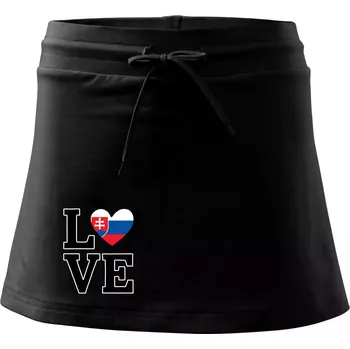 Dámská sukně Love Slovenská vlajka - Sportovní sukně - two in one - XL ( Černá )