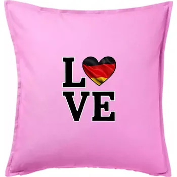 Polštář Love Německá vlajka - Polštář 50x50 - 50x50 - Pouze potah ( Růžová )