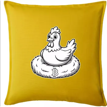 Polštář Kuře sedící na bitcoinovém hnízdě - Polštář 50x50 - 50x50 - Pouze potah ( Žlutá )