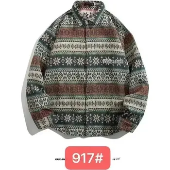 Pánská košile Vintage košile s etno vzorem – unisex, volný střih Velikost: L, Barva (Varianta): 917