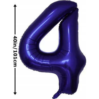 Balónek Fóliový balónek ČÍSLICE 4, narozeninová oslava, tmavě modrý, 100 cm (40 palců)