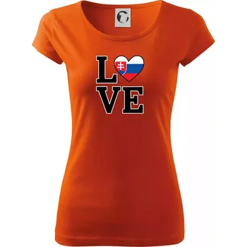Dámské tričko Love Slovenská vlajka - Dámské triko Pure - XS ( Oranžová )