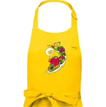 Kuchyňská zástěra Milkshake vlak kreslený (Pecka design) - Dámská zástěra na vaření - Univerzální velikost ( Žlutá )