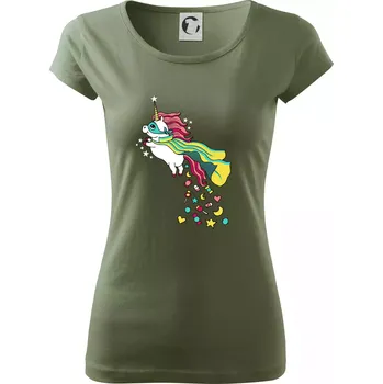 Dámské tričko Sweet jednorožec (Pecka design) - Dámské triko Pure - S ( Khaki )