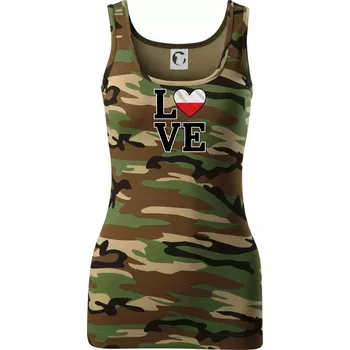 Love Polská vlajka - Dámské Maskáčové tílko - S ( Hnědý maskáč )