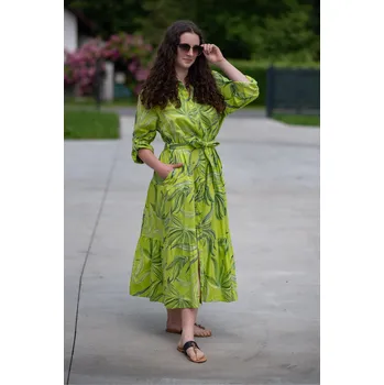 Dámské šaty Dlouhé košilové šaty SF 24424 barva: béžová