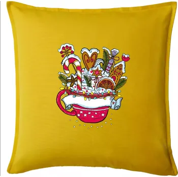 Polštář Vánoční Punč - hrneček (Pecka design) - Polštář 50x50 - 50x50 - Pouze potah ( Žlutá )
