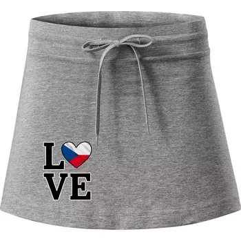 Dámská sukně Love Česká vlajka - Sportovní sukně - two in one - S ( Tmavě šedý melír )