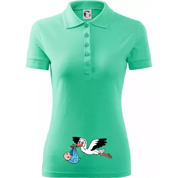 Čáp a miminko - kluk (Hana-creative) - Polokošile dámská Pique Polo - S ( Mátová )