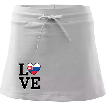 Dámská sukně Love Slovenská vlajka - Sportovní sukně - two in one - L ( Bílá )