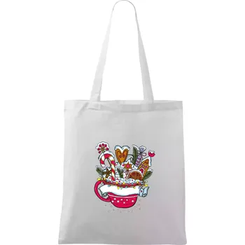 Vánoční Punč - hrneček (Pecka design) - Taška bavlněná - 42 x 38 cm ( Bílá )