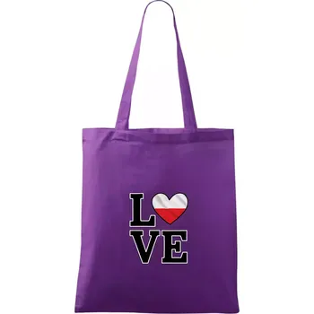 Nákupní taška Love Polská vlajka - Taška bavlněná - 42 x 38 cm ( Fialová )