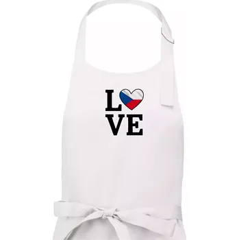 Kuchyňská zástěra Love Česká vlajka - Pánská zástěra na vaření - Univerzální velikost ( Bílá )