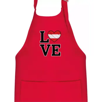 Kuchyňská zástěra Love Rakouská vlajka - Dětská zástěra na vaření - Univerzální velikost ( Červená )