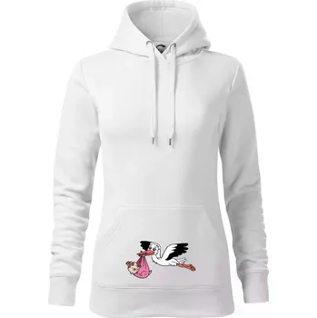 Dámská mikina Čáp a miminko - holka (Hana-creative) - Mikina dámská Cape s kapucí - XS ( Bílá )