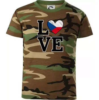 Chlapecké tričko Love Česká vlajka - Dětské maskáčové triko - 122 cm/6 let ( Hnědý maskáč )