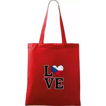 Nákupní taška Love Česká vlajka - Taška bavlněná - 42 x 38 cm ( Červená )