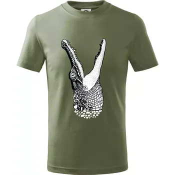 Krokodýl kreslený (Pecka design) - Tričko dětské bavlněné - 122 cm/6 let ( Khaki )