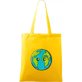 Planeta země knoflík (Pecka design) - Taška bavlněná - 42 x 38 cm ( Žlutá )