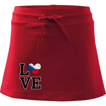 Dámská sukně Love Česká vlajka - Sportovní sukně - two in one - L ( Červená )