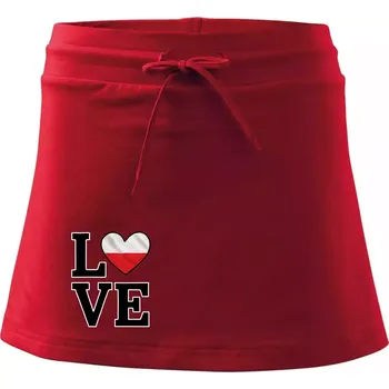Dámská sukně Love Polská vlajka - Sportovní sukně - two in one - XS ( Červená )