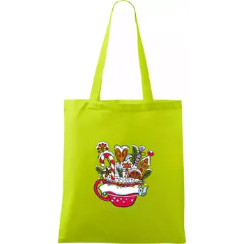 Vánoční Punč - hrneček (Pecka design) - Taška bavlněná - 42 x 38 cm ( Limetková )