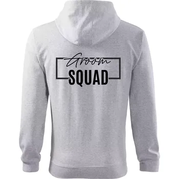Pánská mikina Trika na rozlučku ve čtverci - Groom Squad - Mikina s kapucí na zip trendy zipper - M ( Světlešedý Melír )