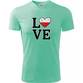 Chlapecké tričko Love Polská vlajka - Dětské triko sportovní (dresovina) - 146 cm/10 let ( Mátová )