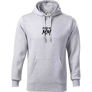 Pánská mikina Born in - Římské číslo 2000 - Mikina pánská Cape s kapucí - 4XL ( Světlešedý Melír )