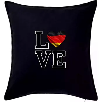 Polštář Love Německá vlajka - Polštář 50x50 - 50x50 - Pouze potah ( Černá )