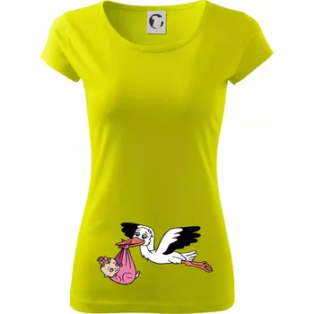 Čáp a miminko - holka (Hana-creative) - Dámské triko Pure - XS ( Limetková )