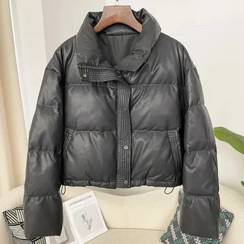 Dámská parka Krátká dámská péřová bunda – teplá, nepromokavá s kapucí Barva: Šedá, Velikost: M