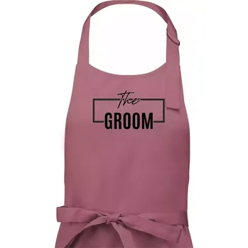 Kuchyňská zástěra Trika na rozlučku ve čtverci - The Groom - Pánská zástěra na vaření - Univerzální velikost ( Starorůžová )