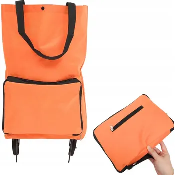 Skládací nákupní taška na kolečkách velká oranžová lehká a odolná