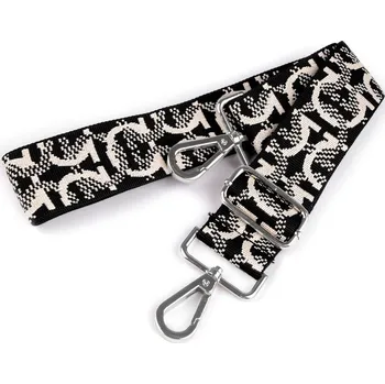 Textilní ucho / popruh na tašku s karabinami šíře 3,8 cm - 2 černá platina