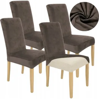 Potah na židli Potah na židli Ubieramy-meble hnědý velurový elastický 4 ks