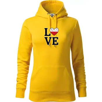 Dámská mikina Love Polská vlajka - Mikina dámská Cape s kapucí - L ( Žlutá )