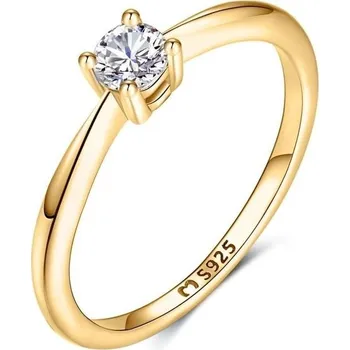 Prsten Leštěný stříbrný prsten pro ženy s bílými zirkony. Dámský prsten ze stříbra nebo pozlaceného