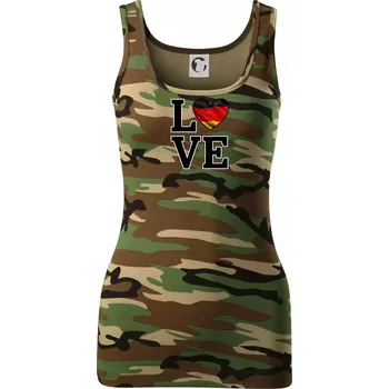 Dámské tričko Love Německá vlajka - Dámské Maskáčové tílko - XS ( Hnědý maskáč )