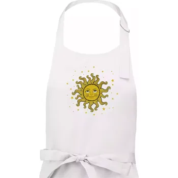 Kuchyňská zástěra Rodinný set Měsíc - slunce - hvězda (Pecka Design) - Dámská zástěra na vaření - Univerzální velikost ( Bílá )
