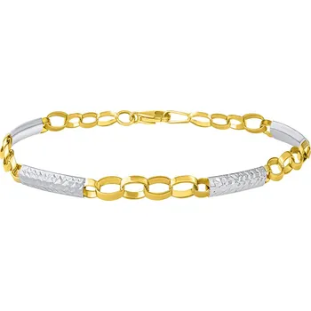 Šperk Zlatý náramek Sonia ze žlutého a bílého zlata s broušenými destičkami - 4,6 mm 20 cm