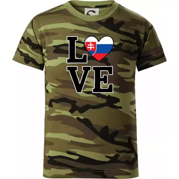 Chlapecké oblečení Love Slovenská vlajka - Dětské maskáčové triko - 134 cm/8 let ( Zelený maskáč )