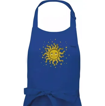 Kuchyňská zástěra Rodinný set Měsíc - slunce - hvězda (Pecka Design) - Dámská zástěra na vaření - Univerzální velikost ( Královská modrá )