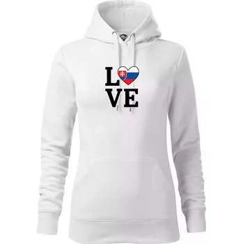 Dámská mikina Love Slovenská vlajka - Mikina dámská Cape s kapucí - S ( Bílá )