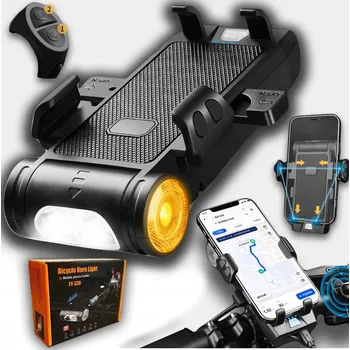 UCHWYT ROWEROWY NA TELEFON ROWER 5v1 LAMPKA KLAKSON PŘEDNÍ POWERBANK