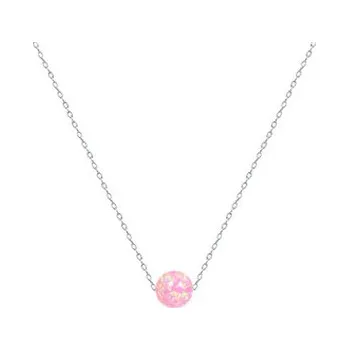 Náhrdelník NBP61-OP08 Ocelový náhrdelník s opálem - kulička 6 mm